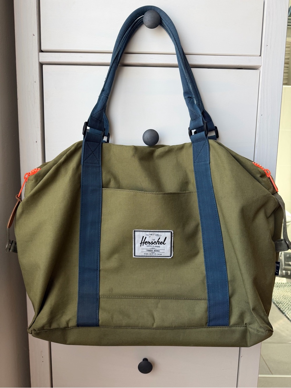 Herschel Supply Company Olive Duffel with Navy Straps